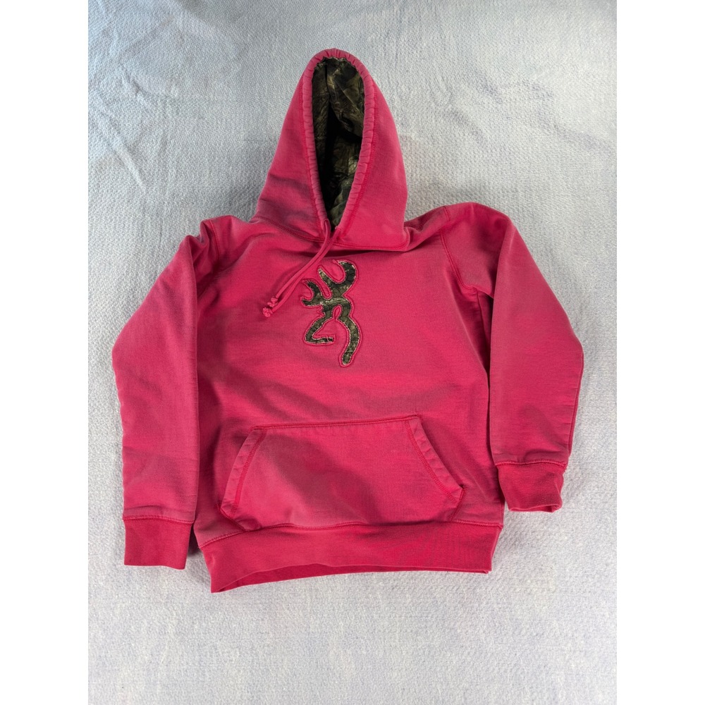 Browning For Her Pink Camo Logo Hoodie Sweatshirt Medium
